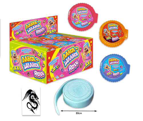 Жевательная резинка с перевод карт Ланга-Шланга(Roll) 12бл*24шт*25гр