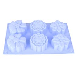 Форма силиконовая для выпечки 6 ячеек "Цветочный хоровод" 7*7*3,5см/ 27*17*3,5см.(4вида)