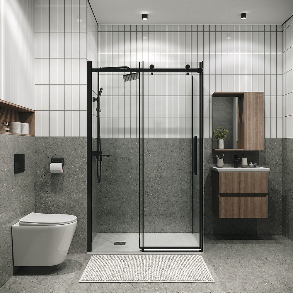 Душевой уголок Grossman Classic 110х70 120.K33.04.1170.21.00 профиль Черный матовый стекло прозрачное