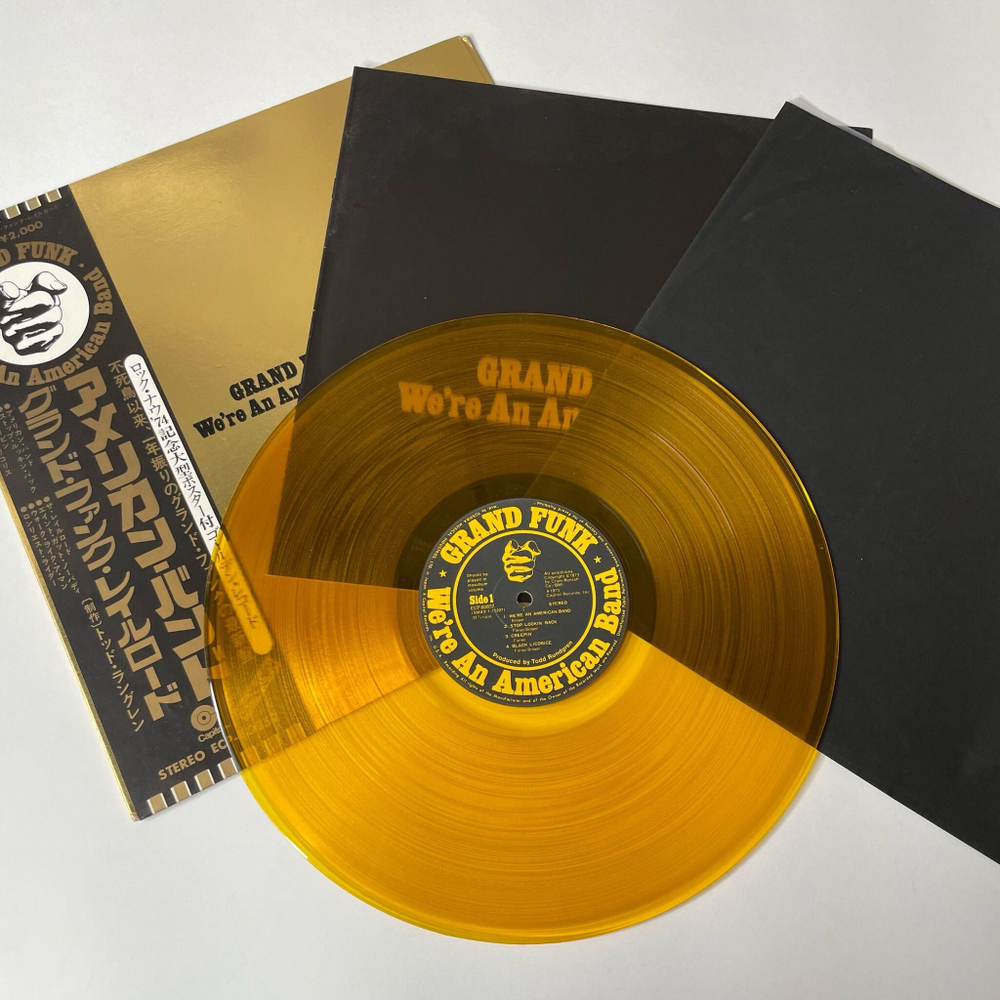 Винтажная виниловая пластинка LP Grand Funk Railroad We're An American Band (Japan 1973) (No Obi) (Gold Vinyl)