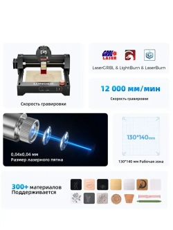 Лазерный гравер Longer Ray5mini, мощность лазера 3.5Вт 130*140mm рабочая зона скорость 12000мм/мин