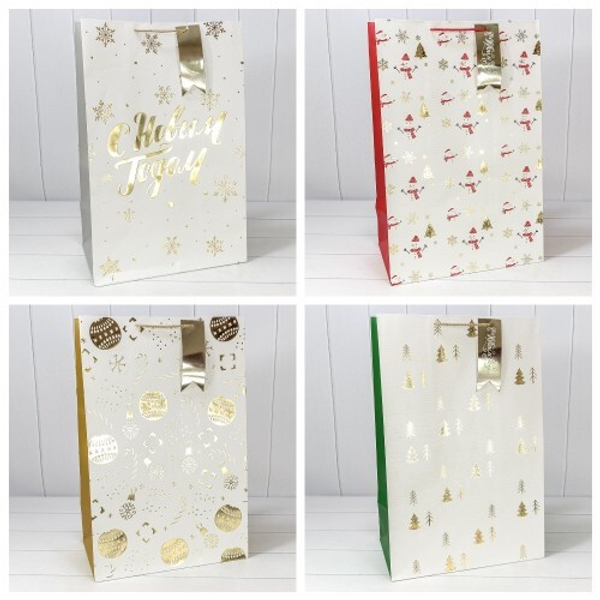 
          Пакет подарочный 42 х 64 х 25 см Набор 4 шт "Новый год" с тиснением (Белый)