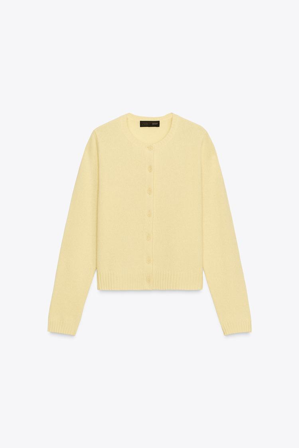 ZARA КАРДИГАН ИЗ 100% ШЕРСТИ, СВЕТЛО-ЖЕЛТЫЙ