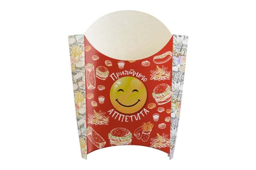 Коробка для картофеля фри Оригамо "Smile", 80 г, с рисунком, в коробке 500 штук