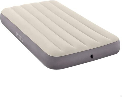 Мaтрас нaдувной Intex 64101 Deluxe Twin 99х191х25 см / Крoвать нaдувная Интeкс односпальная велюровая для дома и туризма
