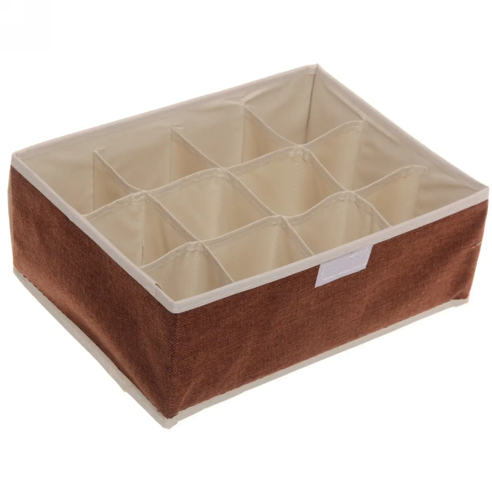 Кофр - органайзер для хранения вещей с прозрачной крышкой «УЮТДОМА», цвет махагон коричневый, 12 отделений, 32*23*12см