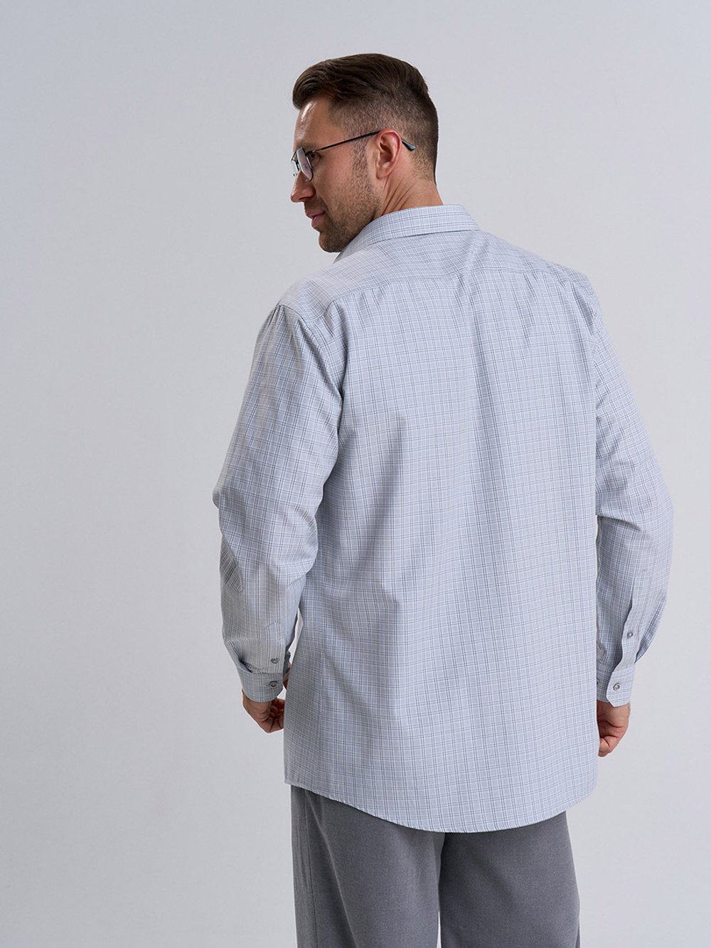 Сорочка мужская VESTER длинный рукав, цвет серый, клетка, хлопок/пэ 50314 48