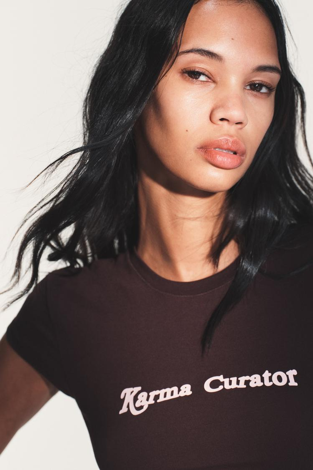 ZARA ФУТБОЛКА С НАДПИСЬЮ, ШОКОЛАДНЫЙ