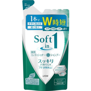 Шампунь-кондиционер 2 в 1 для сухих волос Lion Япония Soft in 1, водоросли и минералы, 370 мл