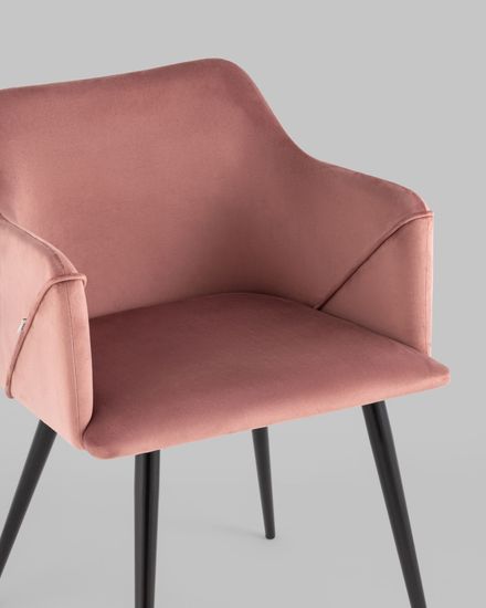 Стул с подлокотниками Джоэл велюр пыльно-розовый