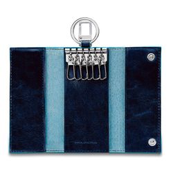 Ключница Piquadro Blue Square синяя из кожи (PC1397B2/BLU2) 2