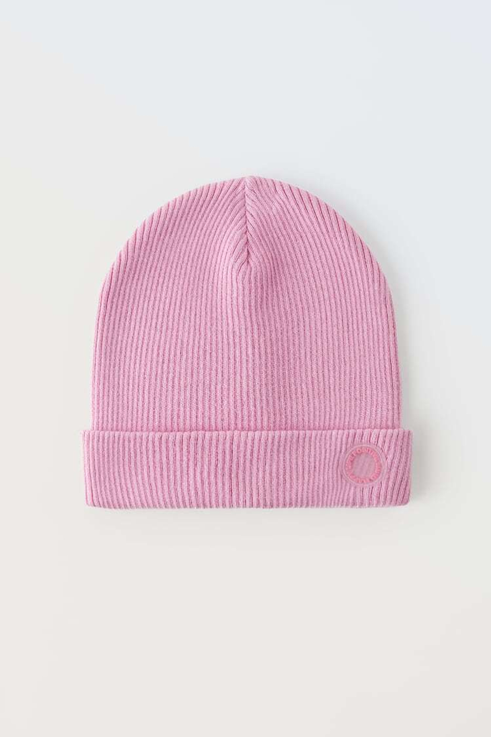 ZARA ХЛОПКОВАЯ ШАПКА-БИНИ В РУБЧИК, ПУДРОВО-РОЗОВЫЙ