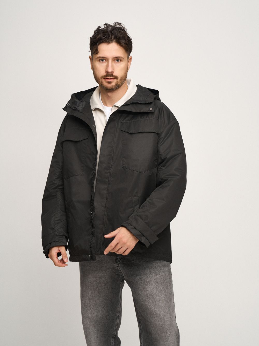 Куртка FOS с диагональными карманами черная