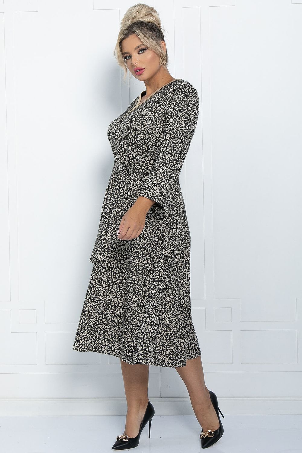 Платье Осенняя история (черно-бежевое) П11229 LT Collection