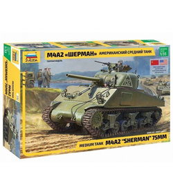 Сборная модель ZVEZDA Американский средний танк М4А2 "Шерман", 1/35