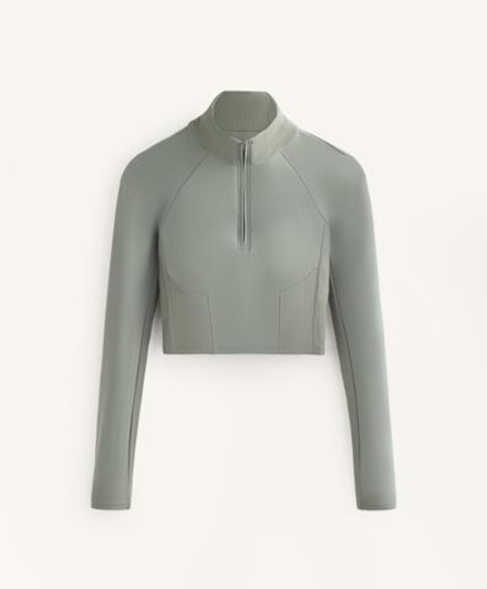 Oysho Лонгслив Comfortlux Rib, серый хаки