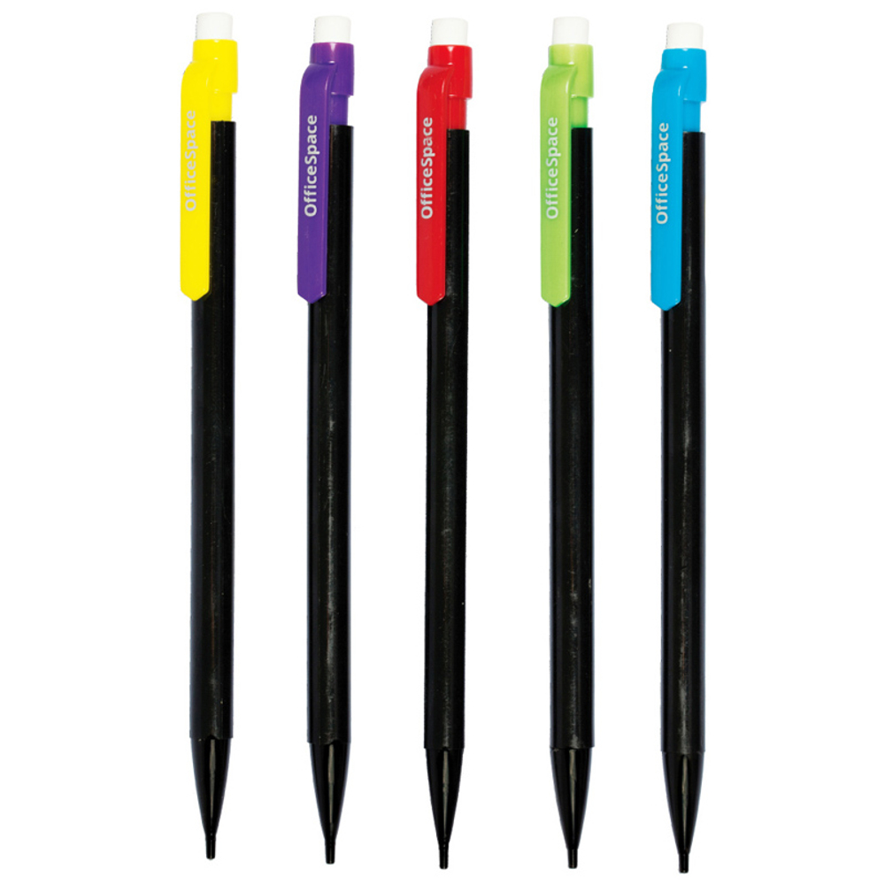 Карандаш механический OfficeSpace, 0,5 мм, с ластиком, ассорти