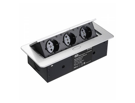 Блок розеток выдвижной горизонтальный 3 розетки EURO