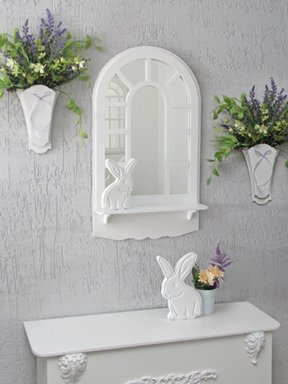 Декор для дома и интерьера "Зеркальное окно-арка с полочкой" 36*60 см