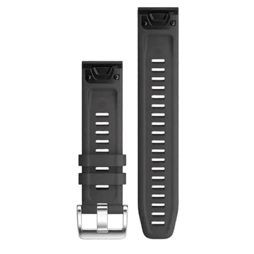 Ремешок QuickFit 22 мм. для Garmin силиконовый серебристая пряжка (Черный)