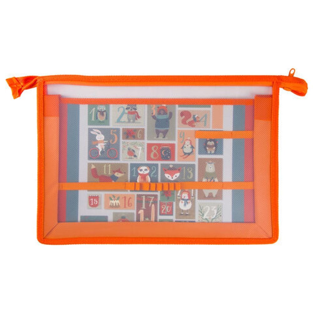 Папка для труда BRAUBERG, А4, 2 отделения, молния сверху, органайзер, "Лесные жители", 228207