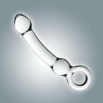 Прозрачный фаллоимитатор из стекла с ручкой-кольцом - 18,5 см. (Цвет: прозрачный)