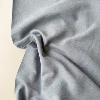 Плательная ткань с велюр эффектом Пыльно-голубая