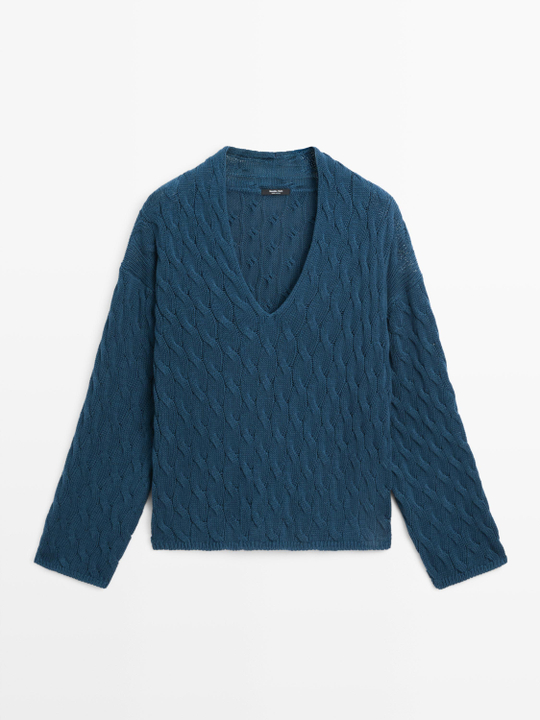 Massimo Dutti Свитер крупной вязки, синий