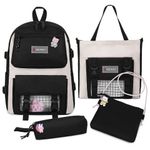 Рюкзак HEIKKI COMBO (ХЕЙКИ), сумка-шоппер, косметичка, пенал В ПОДАРОК, черн/бел, 42х30х14 см,272564