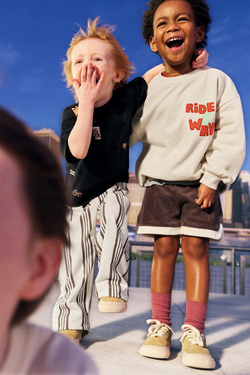 ZARA БРЮКИ В ПОЛОСКУ, ЭКРЮ/КОРИЧНЕВЫЙ