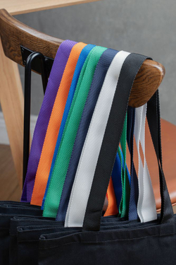 Холщовая сумка BrighTone, черная с зелеными ручками