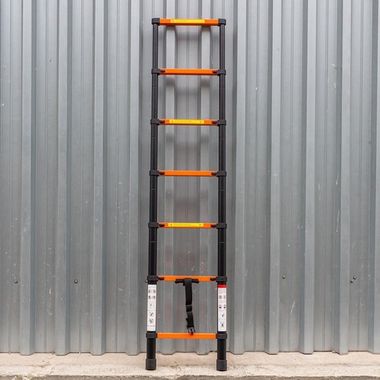 Лестница телескопическая алюминиевая односекционная (2.0м,7ступенек, max нагрузка 150кг, вес 4,7кг) ISMA ISMA-UP200
