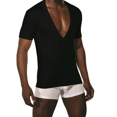 Мужская футболка со стильным глубоким вырезом Doreanse Party (Размер: L) (Цвет: черный)