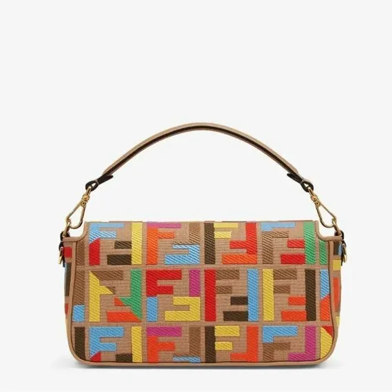 Сумка через плечо Fendi многоцветная Baguette с логотипом FF
