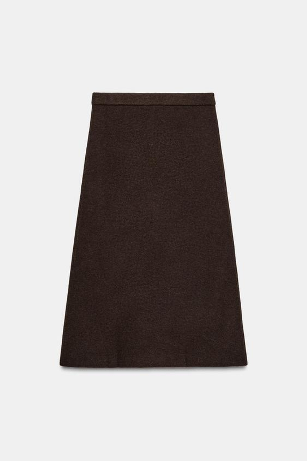 ZARA ТРИКОТАЖНАЯ ЮБКА МИДИ, КОРИЧНЕВЫЙ