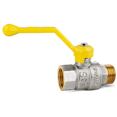 Кран шаровой латунь никель газ Pride Ду 25 Ру40 ВР/НР полнопроходной рычаг аналог 11б27п LD 47.25.В-Н.Р