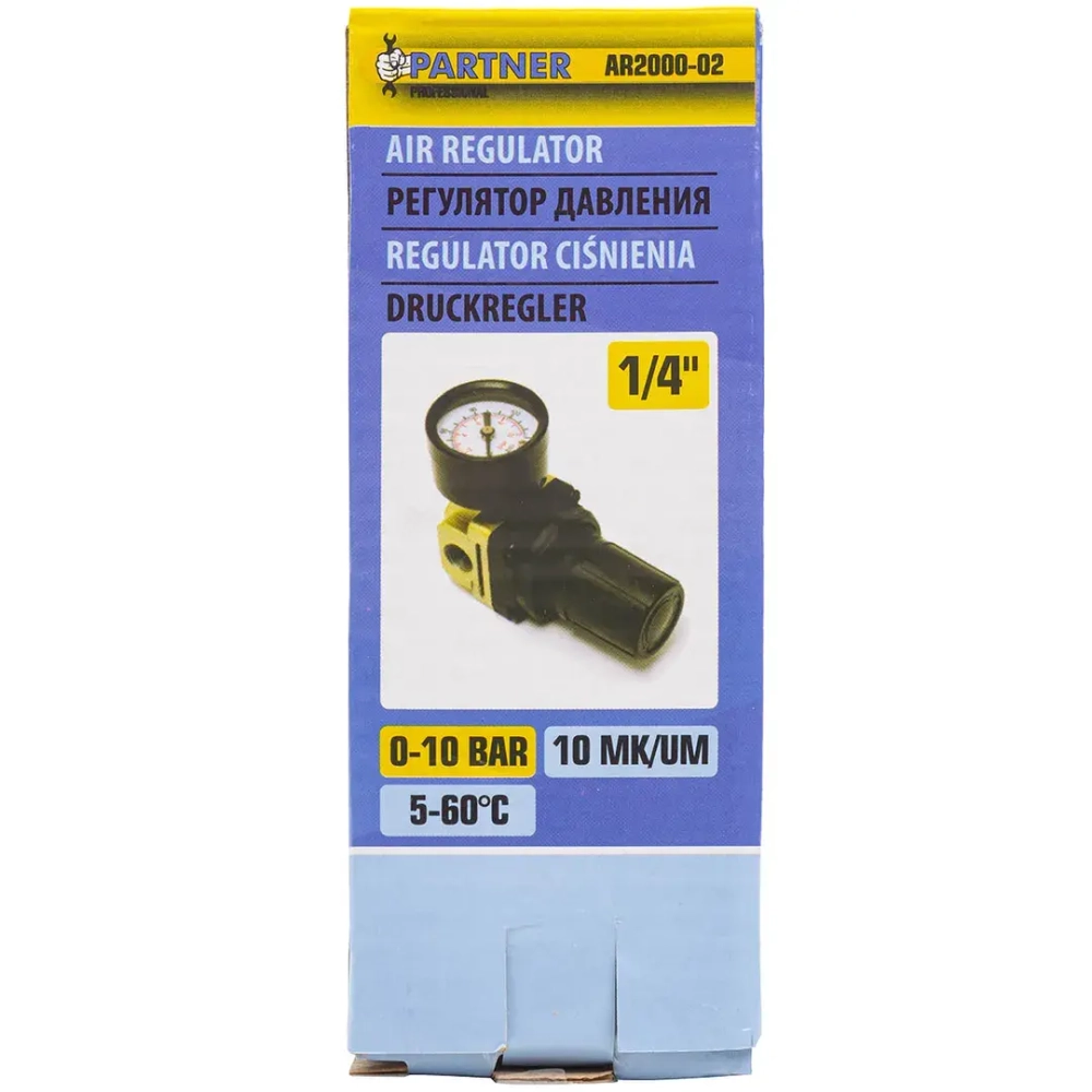 Регулятор давления воздуха 1/4''(0-10bar,раб. температура 5°-60°) Partner PA-AR2000-02