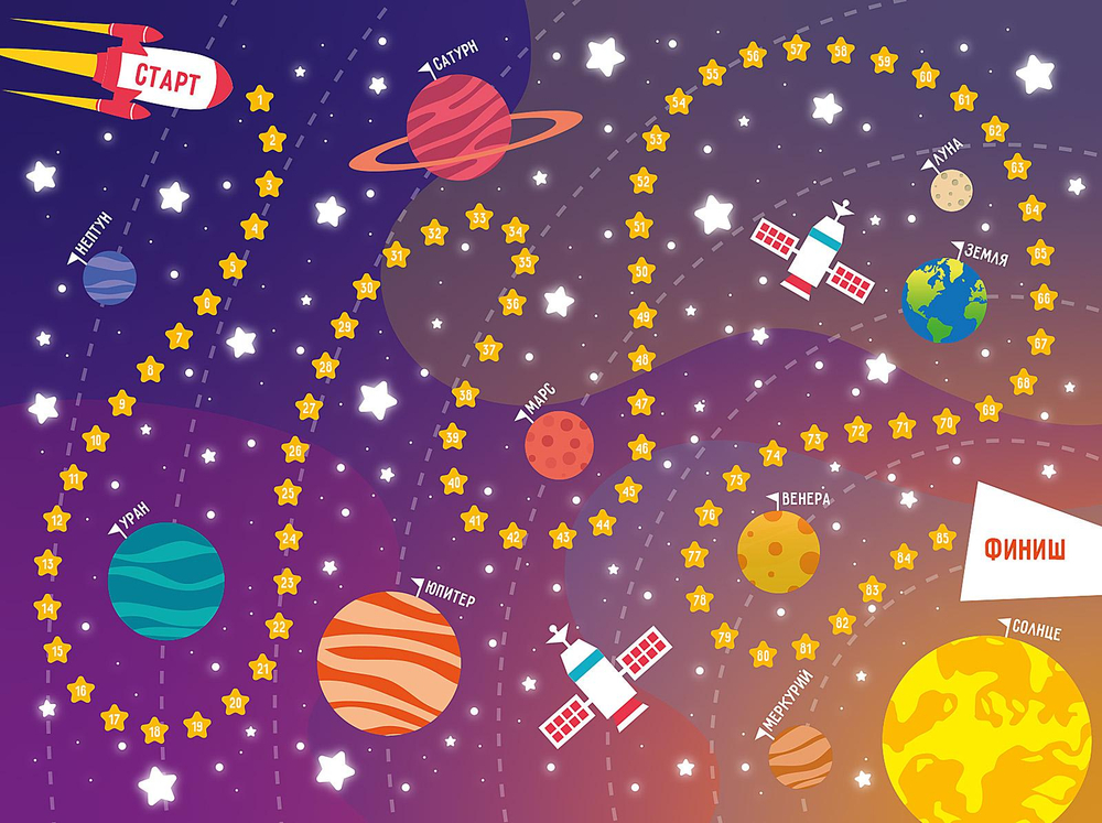 Настольное покрытие д/лепки пластик 430/320 "Космос 2025" (Пчёлка)