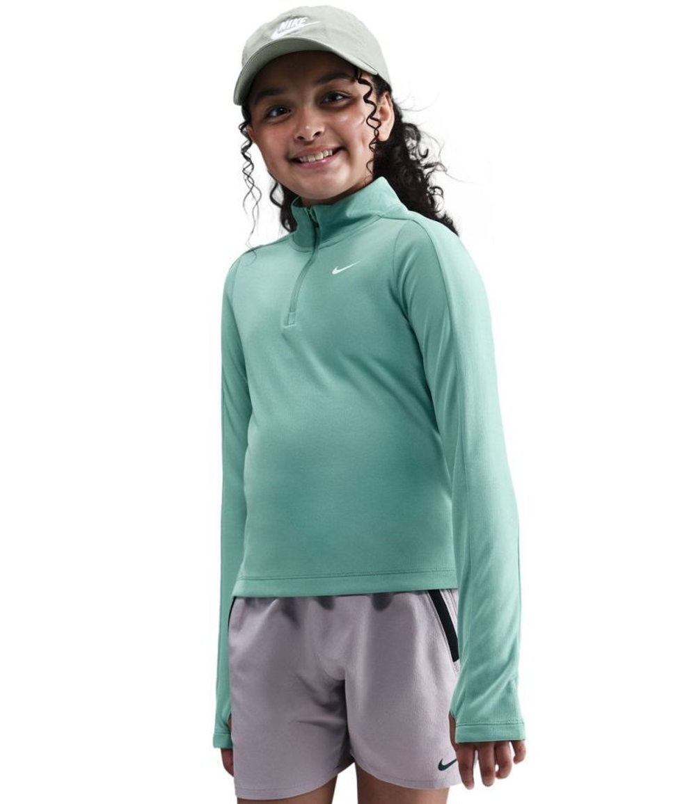 Футболка для мальчика теннисная Nike Girls Dri-FIT Long-Sleeve 1/4-Zip - cannon/white