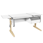 Растущая парта с навесной тумбой и короткой боковой полкой Дэми СУТ 25-04-БК1 (1500×610 мм)