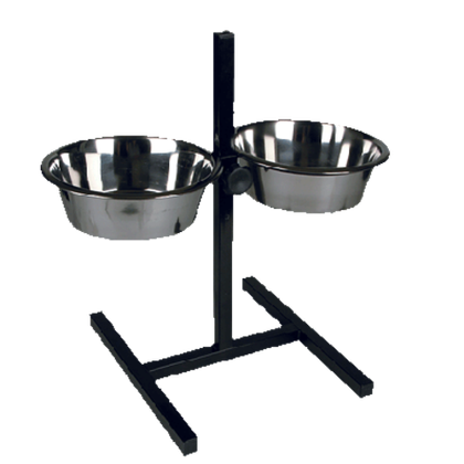 DOUBLE DINNER Подставка металлическая с мисками (чёрные миски)