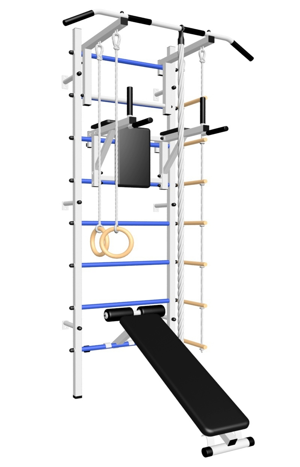 Шведская стенка Sv Sport 506 (Турник стандарт/Брусья/Скамья/Канат/Кольца/Лестница)
