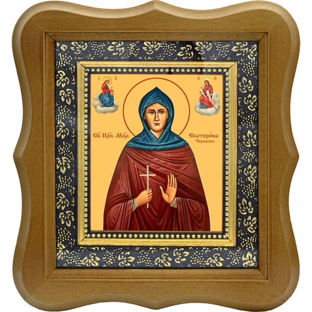 Екатерина Черкасова, преподобномученица, послушница. Икона на холсте. В киоте 10 х 12 см.
