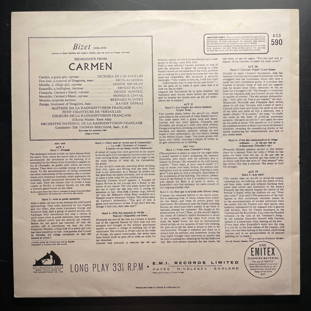Бизе - Кармен - основные фрагменты (Англия 1973г.)