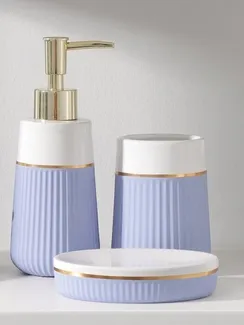 Набор аксессуаров для ванной комнаты SAVANNA Grace, 3 предмета (дозатор для мыла 290 мл, стакан, мыльница), цвет сиреневый,белый