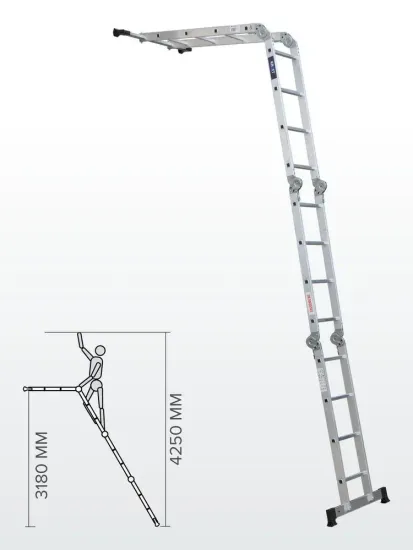 Лестница-трансформер "KROFT" 4х4 алюминиевая