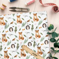 Ткань бязь лисята и ежата