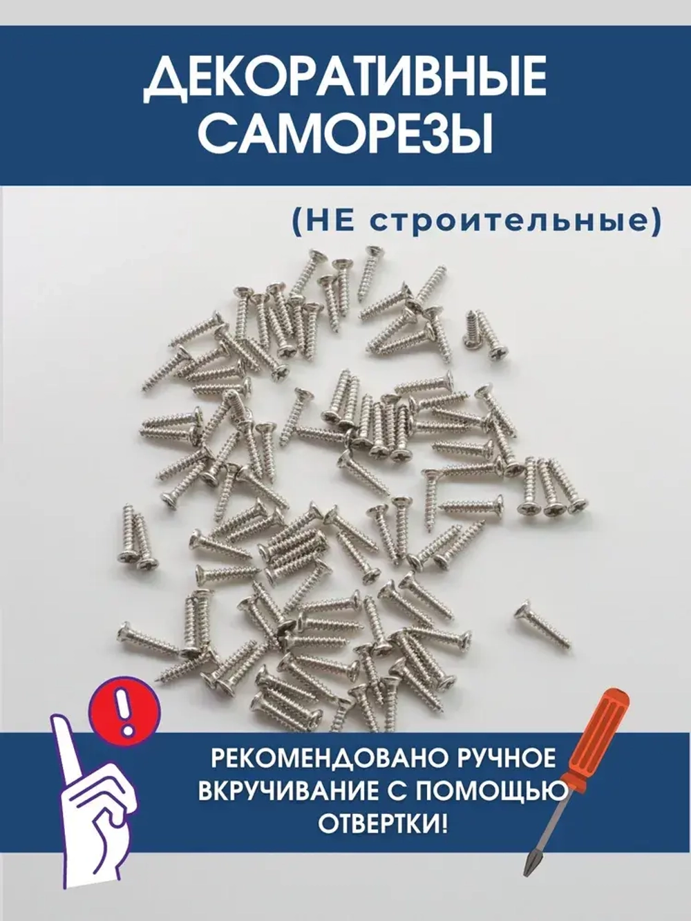 Набор саморезов (шурупов) 2 х 10 мм, хром, 100 шт