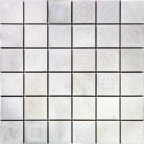 DNY-1 Итальянская мозаика из мрамора Skalini Dynasty белый светлый квадрат