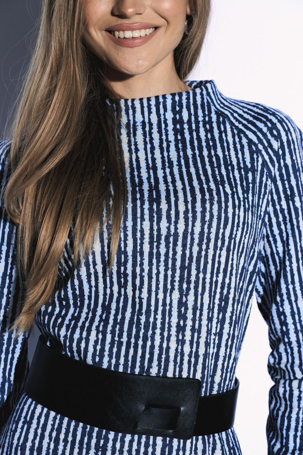 Платье с поясом "Амстердам" голубая полоска